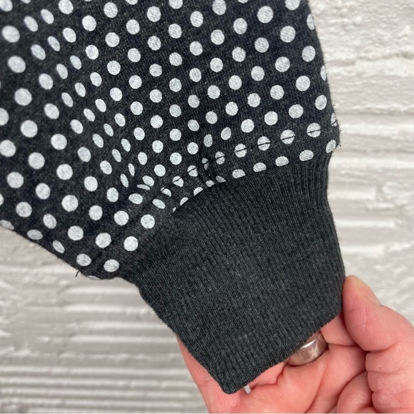 Disney Parks Minnie Logo Gray Polka Dot Sleeves Knit Varsity Jacket Size Large - Picture 6 of 12